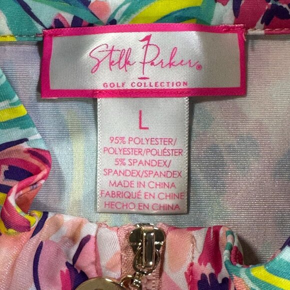 Stella Parker Golf Collection Floral Sleeveless Mock Golf Shirt Sz L - Picture 5 of 9